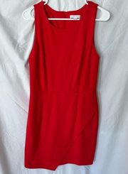 New York and Company Stretch Red sleeveless sheath dress Asymmetrical front 10
