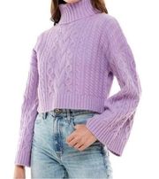 WAYF Nordstrom Lavender Sweet Nothings Cable Knit Crop Turtleneck Sweater size S