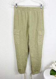 Wildfox Nikki Cargo Sweatpants Green Pockets Drawstring Lounge Elastic