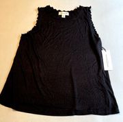 Treasure & Bond Womens Tank‎ Black Size XL Ribbed Lettuce Hem Sleeveless