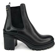 PRADA Milano Women's Black Leather Lug Sole Chelsea Ankle Boots Size EU 40
