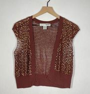 VTG 90s Necessary Objects Crop Shrug Women's Size Medium Brown 100% Silk Sequin