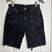 American Eagle AEO  Boyfriend 90s Bermuda Denim Shorts size 2 Distressed Y2K