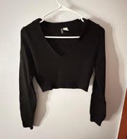 H&M Black Fluffy Cropped Sweater