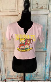 Rugrats Women Short Sleeve Pink Crop Top Juniors Size Large