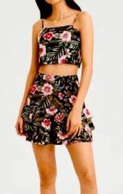 American Eagle Two Piece Floral Crop Top and Skirt Set