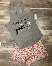 NWT Believe In Your Dreams Unicorn Pajama Set