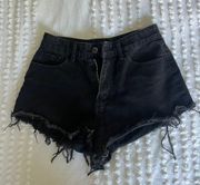 Black Denim Flame Shorts