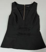 Black Criss-Cross Solid Sleeveless Tank Top Shirt Blouse Size M 🖤