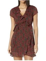 Faux Wrap Cherry Print Dress Size Medium EUC