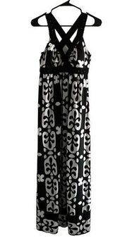 Inc International Concept Dress Small Sleeveless Print Long Black White