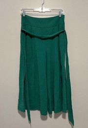 Club Monaco Green Linen Blend Wide Leg Cropped Pants with Tie Belt Size 6