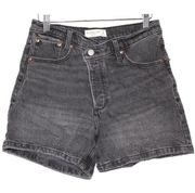 Womens Abercrombie & Fitch Dad Short High Rise Black Denim Jean Shorts Size 27 4