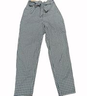 Checkered Paper Bag Waist Pants