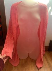 Pink Knit Cardigan Sweater