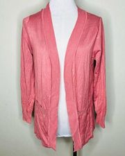 Zenana Outfitters Cardigan MEDIUM Pink Open Front Patch Pockets Knit Barbiecore