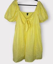 Yellow Puff Sleeve Babydoll Dress XXL