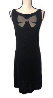 Moschino Cheap And Chic Dress Size 10 US 44 Italian Black Mesh Bow Knit Y2K LBD