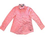 Athleta Women's Pink Floral Long Sleeve Button-Up Flannel Shirt Size Small