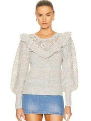 NWT LOVESHACKFANCY Luellan Pullover Sweater Oversize Ruffle Gray