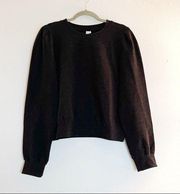 Other Stories Sweater Black Metallic Sparkle Puff Shoulder Sweater Sz 8 GUC