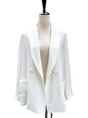 by Anthropologie Oversized White Blazer Small