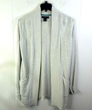 Tahari thigh length neutral taupe cardigan sweater in size women’s medium