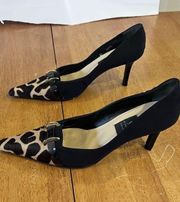 DI SANDRO LEOPARD PRINT SUEDE HEELS WOMEN'S SIZE 7 MADE IN ITALY