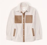 Abercrombie & Fitch elevated trim sherpa shirt jacket size S