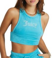 JUICY COUTURE Bling Velour Racerback Tank in Blue Crush Size Large NWT