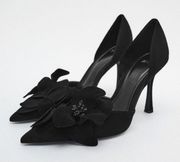 ZARA heels pointed suede flower high heels