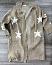 Blank NYC Beige Star Cardigan Sweater Long Line Soft Pockets Size S