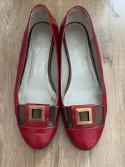 Red Leather Flat Shoes Size 7 B