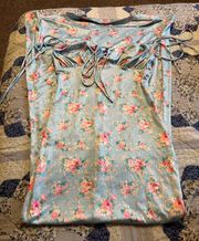 Floral Tie Shoulder Fishtail Hem Maxi Dress
