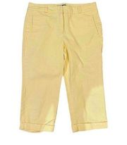 Larry Levine Women's Yellow Stretch Cuffed Hem Capri Chino Pants Size 12