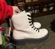 White Combat Boots