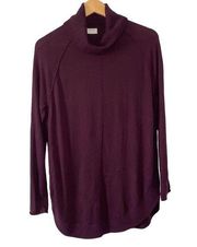 CASLON Women"s Turtleneck Sweater Wine Color Long Line Size XS ~