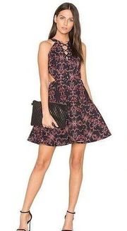 PARKER Rayan Floral Print Cutout Sides Fit & Flare Party Dress Large