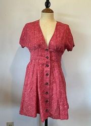 Marine Layer dress size XS button front flutter sleeve red v neck fitted