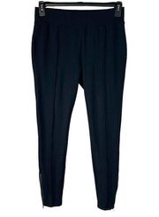 Lands' End Small (6-8) Ponte Legging Pants Ankle Zip Mid-Rise Stretch Black