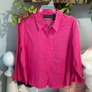 Relativity Cotton Pink Top Button Up Womens Petite Small Blouse Semi Sheer