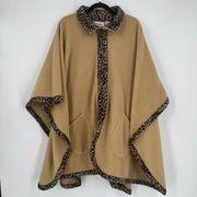Le Moda Fleece Cheetah Animal Print Full zip poncho XL Le Moda