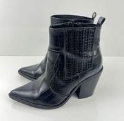 ASOS DESIGN Elliot western ankle boots in black croc Size 7