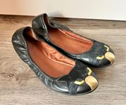 Friends of Mine 10mm Ballerina Fox Flats Black Size 36.5