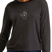 Juniors Black Long Sleeve Graphic T-Shirt