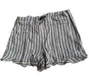 1. State Shorts Womens 8 Cream Tan Grey Stripe High-Waisted Ruffle Hem