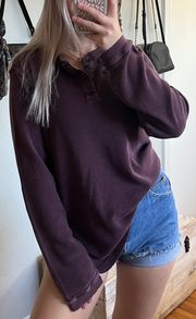 Oversized Maroon Henley Tee