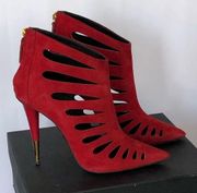 Giuseppe Zanotti red suede booties size 39.5