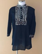 Vintage Jaclyn Smith Summer  tunic cotton gauze batiste with embelishments, Sz L