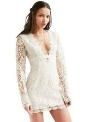 The Jetset Diaries Pisa Lace Dress Ivory Cream Crème Mini Bodycon S